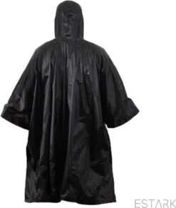 ESTARK Regenponcho - Herbruikbare Poncho Zwart - Fietsponcho Voor Dames En Heren - Regenjas - Hoge Kwaliteit - Poncho Herbruikbaar - Duurzaam - Poncho Zwart -Kampeeruitrusting 1012x1200 5