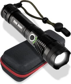 Vivid Green Militaire LED Zaklamp - Oplaadbaar - 2500 Lumen - 5000mAh - Zwart