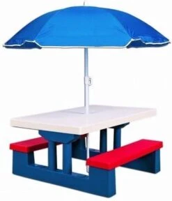 Merkloos Kinder Picknicktafel Met Parasol - Blauw 13 Merkloos Kinder Picknicktafel Met Parasol - Blauw -Kampeeruitrusting 1030x1200 1