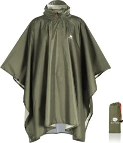 Anyoo Lichte Waterdichte Regenjas Poncho, Herbruikbaar, Ripstop, Ademende Multifunctionele Regenjas Met Capuchon, Opvouwbare Beschermhoes, Onderkant, Ideaal Voor Buiten, Camping, Wandelen, Vissen