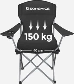 MIRA Home - Campingstoel Set Van 2 Inklapbaar - Klapstoel Met Robuust Frame - Met Flessenhouder - 76 X 51.5 X 95.5 Cm - Zwart -Kampeeruitrusting 1062x1200