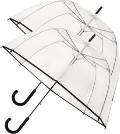 2x Transparante Koepelparaplu Ø 85 Cm - Automatisch - Zwart