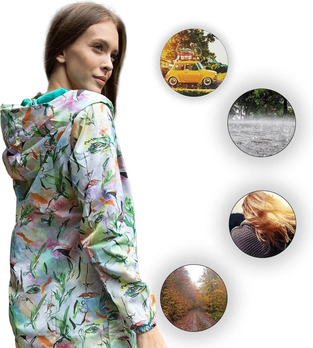 BiggDesign Faces - Dames Regenjas Waterdicht - Regenpak - Maat M 10 BiggDesign Faces - Dames Regenjas Waterdicht - Regenpak - Maat M - Afbeelding 10