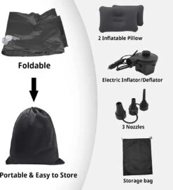 Opblaasbaar Matras Voor In De Auto, Opblaasbaar Bed, Opvouwbaar, Comfortabele Autostoel, Automatras Met Elektrische Luchtpomp En 3 Adapters, 2 Kussens En Draagtas, Voor Camping, Reizen (zwart) 13 Opblaasbaar Matras Voor In De Auto, Opblaasbaar Bed, Opvouwbaar, Comfortabele Autostoel, Automatras Met Elektrische Luchtpomp En 3 Adapters, 2 Kussens En Draagtas, Voor Camping, Reizen (zwart) -Kampeeruitrusting 1093x1200
