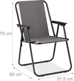 Relaxdays Campingstoel Inklapbaar Set Van 2 - Klapstoel 100 Kg - Visstoel Met Armleuningen - Grijs -Kampeeruitrusting 1094x1200 2