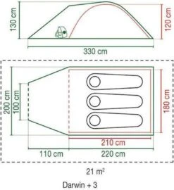 Coleman Darwin 3 Plus Koepeltent - 3-Persoons - Groen 32 Coleman Darwin 3 Plus Koepeltent - 3-Persoons - Groen -Kampeeruitrusting 1097x1200