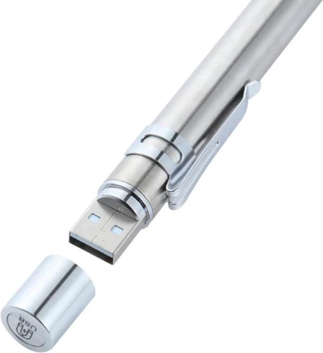 Merkloos 2 Stuks RVS Penlight - Usb Oplaadbare Zaklamp Zwart - Zilverkleur 2 Merkloos 2 Stuks RVS Penlight - Usb Oplaadbare Zaklamp Zwart - Zilverkleur - Afbeelding 2