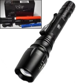 Militaire Zaklamp LED | 1000 Lumen | 2x 18650 Oplaadbare Batterij & Oplader | King Mungo KM-T14