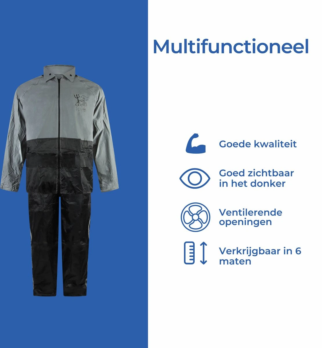 C-Line Regenpak Met Capuchon - Reflecterende Jas - Nieuw Model - Volwassen Maat M 6 C-Line Regenpak Met Capuchon - Reflecterende Jas - Nieuw Model - Volwassen Maat M - Afbeelding 6