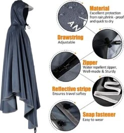 Anyoo Waterdichte Fietsponcho Fiets Regenjas Jas Capes Lichtgewicht Compact Herbruikbaar Voor Jongens Mannen Vrouwen Volwassenen -Kampeeruitrusting 1121x1200 2