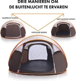 Fly Lab Luxe Pop Up Tent - Kampeer Tent - Grijs/Oranje - 4 Persoons -Kampeeruitrusting 1136x1200 1