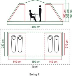 Coleman Bering 4 Vis-a-Vis Tent - Familietent - 4-Persoons - Groen -Kampeeruitrusting 1136x1200
