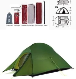 Cloud Up 3 Upgraded - Naturehike® - Tent 3 Persoons - Lichtgewicht Tent - Incl. Grondzeil - 20D 4000MM - Outdoor Kampeertent - Waterdicht - Hiking & Wandelen -Kampeeruitrusting 1147x1200