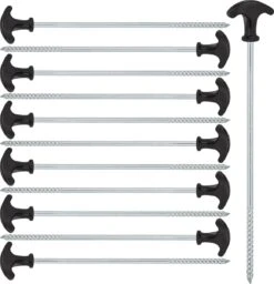 Relaxdays Tentharingen - Haringen - Schroefharingen - T-haring - 12 Stuks - Grondpennen - Zwart