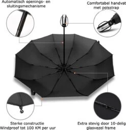 IBright Storm Paraplu - Paraplu - Extra Sterk - Opvouwbaar - Automatisch Uitklapbaar - Ø 105 - Inclusief Beschermhoes 12 IBright Storm Paraplu - Paraplu - Extra Sterk - Opvouwbaar - Automatisch Uitklapbaar - Ø 105 - Inclusief Beschermhoes -Kampeeruitrusting 1161x1200 5