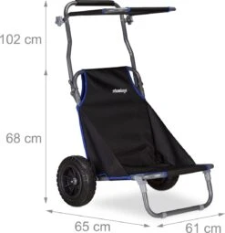 Relaxdays Strandkar Opvouwbaar - Strandstoel Met Zonnedak - Strand Stoel Op Wielen -Kampeeruitrusting 1162x1200