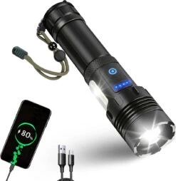 Dieux - Militaire Led Zaklamp - Oplaadbaar - IP44 Waterdicht En Schokbestendig - 7 Lichtstanden - Opbergbox - Outdoor Kamperen - Survival - Gadgets - Pasen