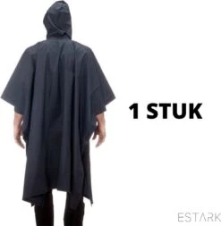 ESTARK Regenponcho - Herbruikbare Poncho Zwart - Fietsponcho Voor Dames En Heren - Regenjas - Hoge Kwaliteit - Poncho Herbruikbaar - Duurzaam - Poncho Zwart -Kampeeruitrusting 1172x1200 15