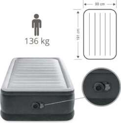 Intex Luchtbed - 1-Persoons - 99 X 191 X 46 Cm - Grijs - Met Ingebouwde Pomp, Hoeslaken Zwart En Reparatieset 11 Intex Luchtbed - 1-Persoons - 99 X 191 X 46 Cm - Grijs - Met Ingebouwde Pomp, Hoeslaken Zwart En Reparatieset -Kampeeruitrusting 1177x1200 3