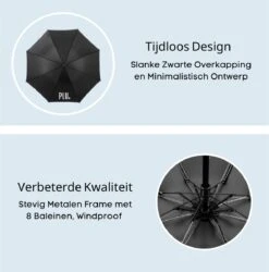 PLU - Paraplu - Opvouwbaar - Inklapbaar - Met Luxe Beschermhoes - Met Reisetui - Windproof - Fashionable - Lichtgewicht - Zwart -Kampeeruitrusting 1184x1200 4