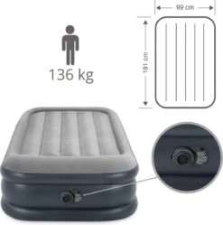 Intex Luchtbed - 1-Persoons - 99 X 191 X 42 Cm - Grijs - Met Pomp, Hoeslaken Zwart En Reparatieset 14 Intex Luchtbed - 1-Persoons - 99 X 191 X 42 Cm - Grijs - Met Pomp, Hoeslaken Zwart En Reparatieset -Kampeeruitrusting 1189x1200 9