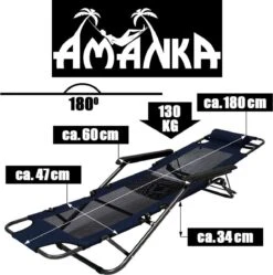 Ligstoel 180x60cm - Opvouwbaar Campingstoel Ligbed Strandstoel Tuinstoel Vouwligstoel Blauw -Kampeeruitrusting 1190x1200
