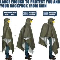 Anyoo Lichte Waterdichte Regenjas Poncho, Herbruikbaar, Ripstop, Ademende Multifunctionele Regenjas Met Capuchon, Opvouwbare Beschermhoes, Onderkant, Ideaal Voor Buiten, Camping, Wandelen, Vissen -Kampeeruitrusting 1192x1200 16