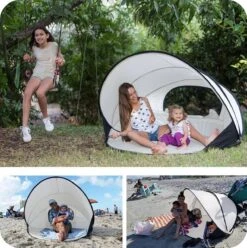 Deryan Luxe Pop Up Strandtent XXL - Anti-UV 50+ - Cream -Kampeeruitrusting 1196x1200 3