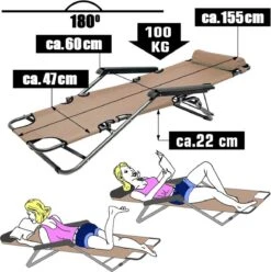 Ligstoel Opvouwbaar 155x60cm - Lichte Ligbed Relaxstoel Tuinstoel Campingstoel Strandstoel -Kampeeruitrusting 1196x1200 8