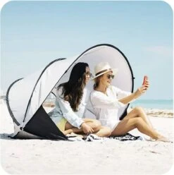 Deryan Luxe Pop Up Strandtent XXL - Anti-UV 50+ - Zilver -Kampeeruitrusting 1197x1200 1