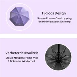 PLU - Paraplu - Opvouwbaar - Inklapbaar - Met Luxe Beschermhoes - Met Reisetui - Windproof - Fashionable - Lichtgewicht - Paars 13 PLU - Paraplu - Opvouwbaar - Inklapbaar - Met Luxe Beschermhoes - Met Reisetui - Windproof - Fashionable - Lichtgewicht - Paars -Kampeeruitrusting 1198x1200 23