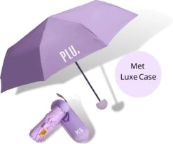 PLU - Paraplu - Opvouwbaar - Inklapbaar - Met Luxe Beschermhoes - Met Reisetui - Windproof - Fashionable - Lichtgewicht - Paars