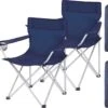 Set Van 2 Opvouwbare Campingstoelen, Klapstoelen Voor Buiten, Comfortabel, Met Armleuningen En Bekerhouders, Stabiel Frame, Draagvermogen 120 Kg - Blauw