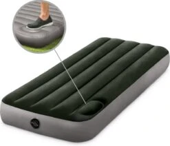 Intex Luchtbed - 1-Persoons - 76 X 191 X 25 Cm - Groen - Met Ingebouwde Voetpomp + Hoeslaken Antraciet + Reparatieset -Kampeeruitrusting 1200x1032 8