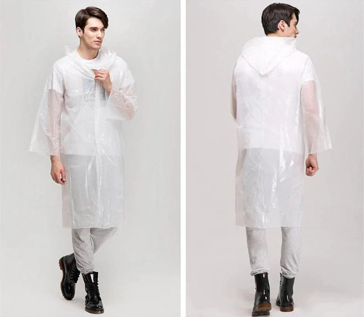 Merkloos Stijlvolle Regenjas Met Drukknopen En Capuchon - Voor Dames En Heren - Transparant - Universeel Pasbaar - Regenjack 2 Merkloos Stijlvolle Regenjas Met Drukknopen En Capuchon - Voor Dames En Heren - Transparant - Universeel Pasbaar - Regenjack - Afbeelding 2