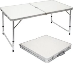 Aluminium Kampeertafel 120x60cm - Campingtafel Inklapbaar - 3-voudig Verstelbare Vouwtafel Grijs