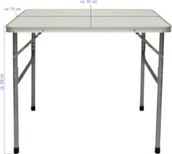 Alu Campingtafel 70x55cm - Inklapbbar Kampeertafel - Picknicktafel Licht Vouwtafel Klaptafel Grijs -Kampeeruitrusting 1200x1072