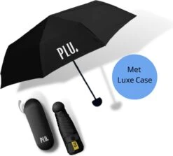 PLU - Paraplu - Opvouwbaar - Inklapbaar - Met Luxe Beschermhoes - Met Reisetui - Windproof - Fashionable - Lichtgewicht - Zwart