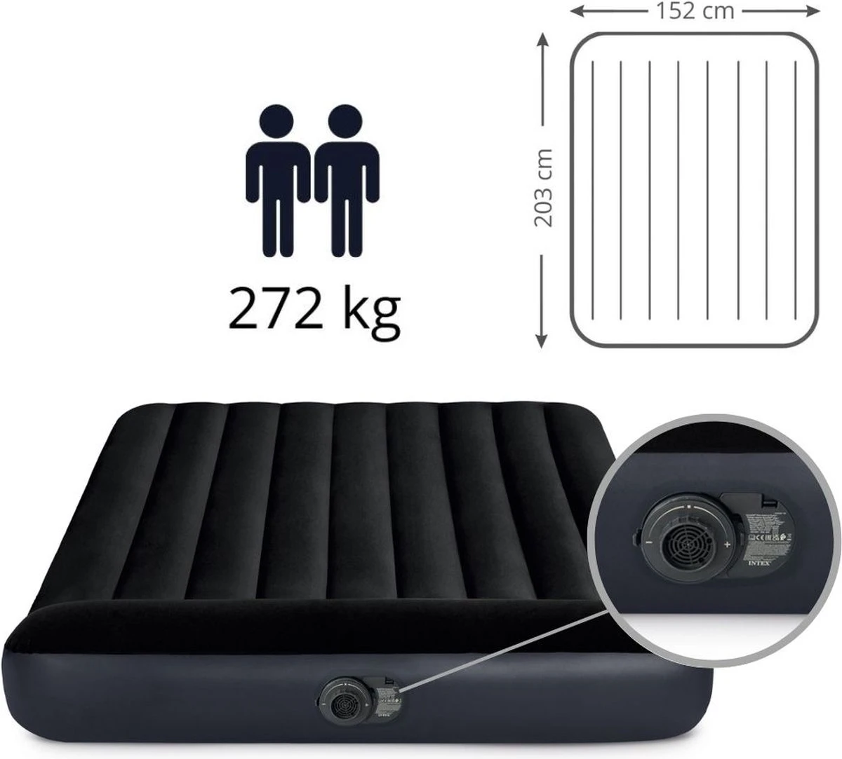 Intex Pillow Rest Classic Queen Luchtbed - 2-persoons - 152x203x25 Cm 20 Intex Pillow Rest Classic Queen Luchtbed - 2-persoons - 152x203x25 Cm - Afbeelding 20