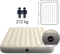 Intex Luchtbedset Intex Luchtbed - 2-Persoons - 152 X 203 X 25 Cm - Beige + Intex Elektrische Pomp - 650 Liter/min + Hoeslaken Wit + Reparatieset -Kampeeruitrusting 1200x1090 13