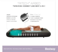Bestway 3-in-1 Luchtbed - Connect - Zwart - 188x99cm - PVC/Polyester - Single, Double Single En Twin Opblaasbed - Tritech Materiaal - I-Beam Constructie 32 Bestway 3-in-1 Luchtbed - Connect - Zwart - 188x99cm - PVC/Polyester - Single, Double Single En Twin Opblaasbed - Tritech Materiaal - I-Beam Constructie -Kampeeruitrusting 1200x1090 7