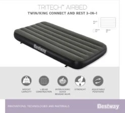 Bestway 3-in-1 Luchtbed - Connect - Zwart - 188x99cm - PVC/Polyester - Single, Double Single En Twin Opblaasbed - Tritech Materiaal - I-Beam Constructie 34 Bestway 3-in-1 Luchtbed - Connect - Zwart - 188x99cm - PVC/Polyester - Single, Double Single En Twin Opblaasbed - Tritech Materiaal - I-Beam Constructie -Kampeeruitrusting 1200x1090 8