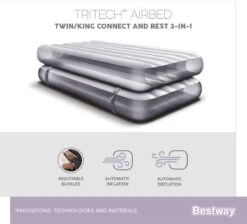 Bestway 3-in-1 Luchtbed - Connect - Zwart - 188x99cm - PVC/Polyester - Single, Double Single En Twin Opblaasbed - Tritech Materiaal - I-Beam Constructie 35 Bestway 3-in-1 Luchtbed - Connect - Zwart - 188x99cm - PVC/Polyester - Single, Double Single En Twin Opblaasbed - Tritech Materiaal - I-Beam Constructie -Kampeeruitrusting 1200x1090 9