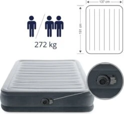 Intex Luchtbed - Twijfelaar - 137 X 191 X 33 Cm - Grijs - Met Ingebouwde Pomp, Hoeslaken Antraciet En Reparatieset 13 Intex Luchtbed - Twijfelaar - 137 X 191 X 33 Cm - Grijs - Met Ingebouwde Pomp, Hoeslaken Antraciet En Reparatieset -Kampeeruitrusting 1200x1100 2