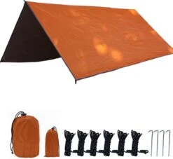 Merkloos TDR - Outdoor Draagbaar Zonnescherm Met Opbergtas - Waterdicht-SPF - Tarps Voor Kamperen300 * 300cm - 3-4Personen - Orange -Kampeeruitrusting 1200x1104 5