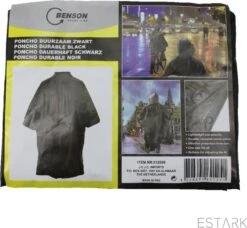 ESTARK Regenponcho - Herbruikbare Poncho Zwart - Fietsponcho Voor Dames En Heren - Regenjas - Hoge Kwaliteit - Poncho Herbruikbaar - Duurzaam - Poncho Zwart -Kampeeruitrusting 1200x1107 4
