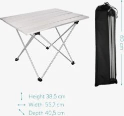Navaris Campingtafel - Inklapbaar Campingtafeltje Van Aluminium - Opvouwbare Tafel Inclusief Draagtas - Picknicktafel - Zilver -Kampeeruitrusting 1200x1120 2