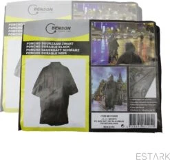 ESTARK Regenponcho TWEE Stuks - Herbruikbare Poncho Zwart - Fietsponcho Voor Dames En Heren - Regenjas - Hoge Kwaliteit - Poncho Herbruikbaar - Duurzaam - Poncho Zwart 2 -Kampeeruitrusting 1200x1134 5