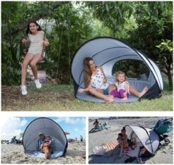 Deryan Luxe Pop Up Strandtent XXL - Anti-UV 50+ - Zilver -Kampeeruitrusting 1200x1137 2