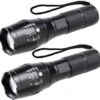 IGOODS - 2 STUKS LED Zaklamp - Wit Licht- Licht Gewicht - Militaire Zaklamp - LED Zaklamp - Inzoombaar
